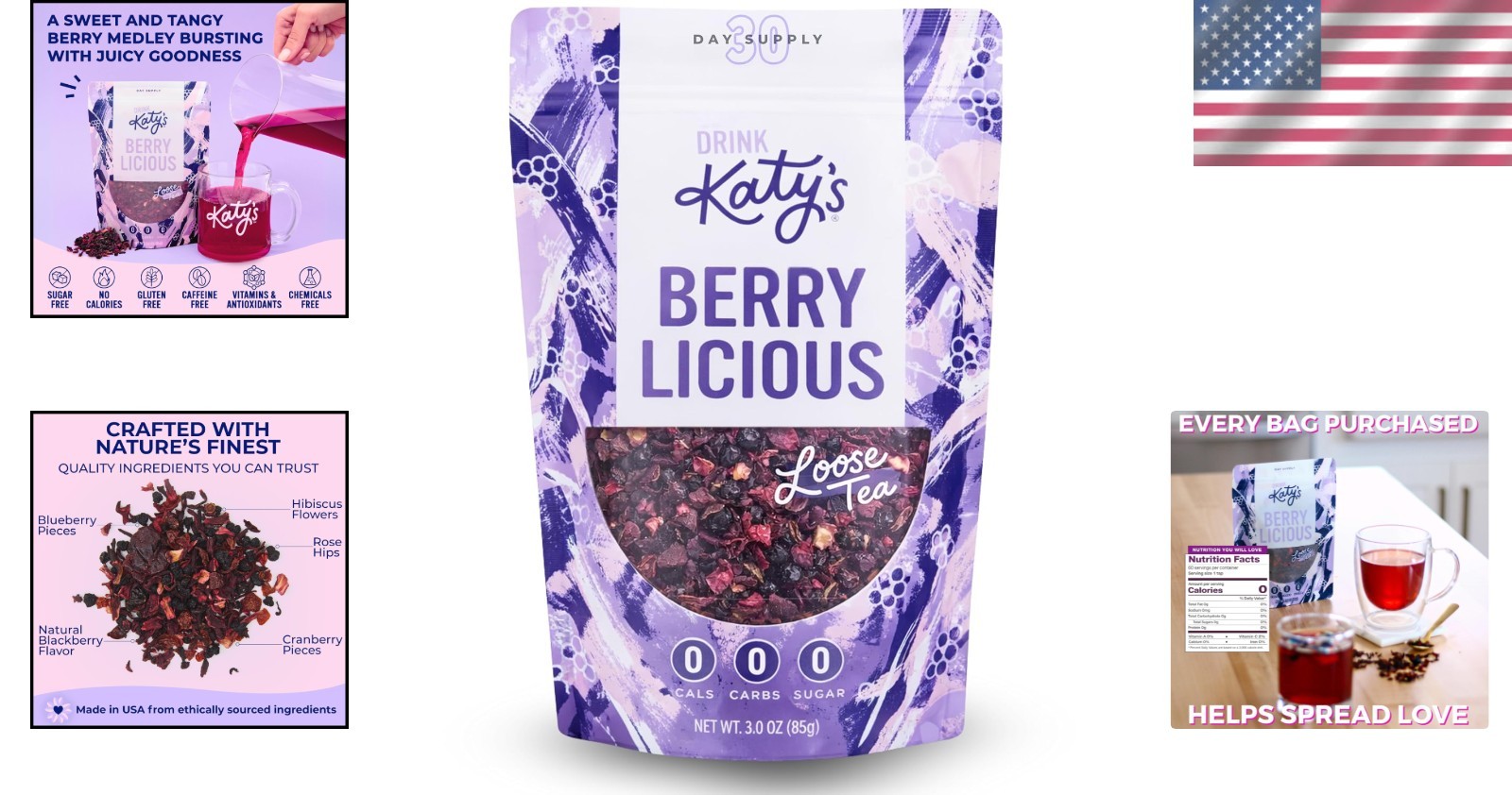 Katy’s Berry Loose Leaf Tea – Hibiscus, Blueberry & Cranberry – 30+ Cups