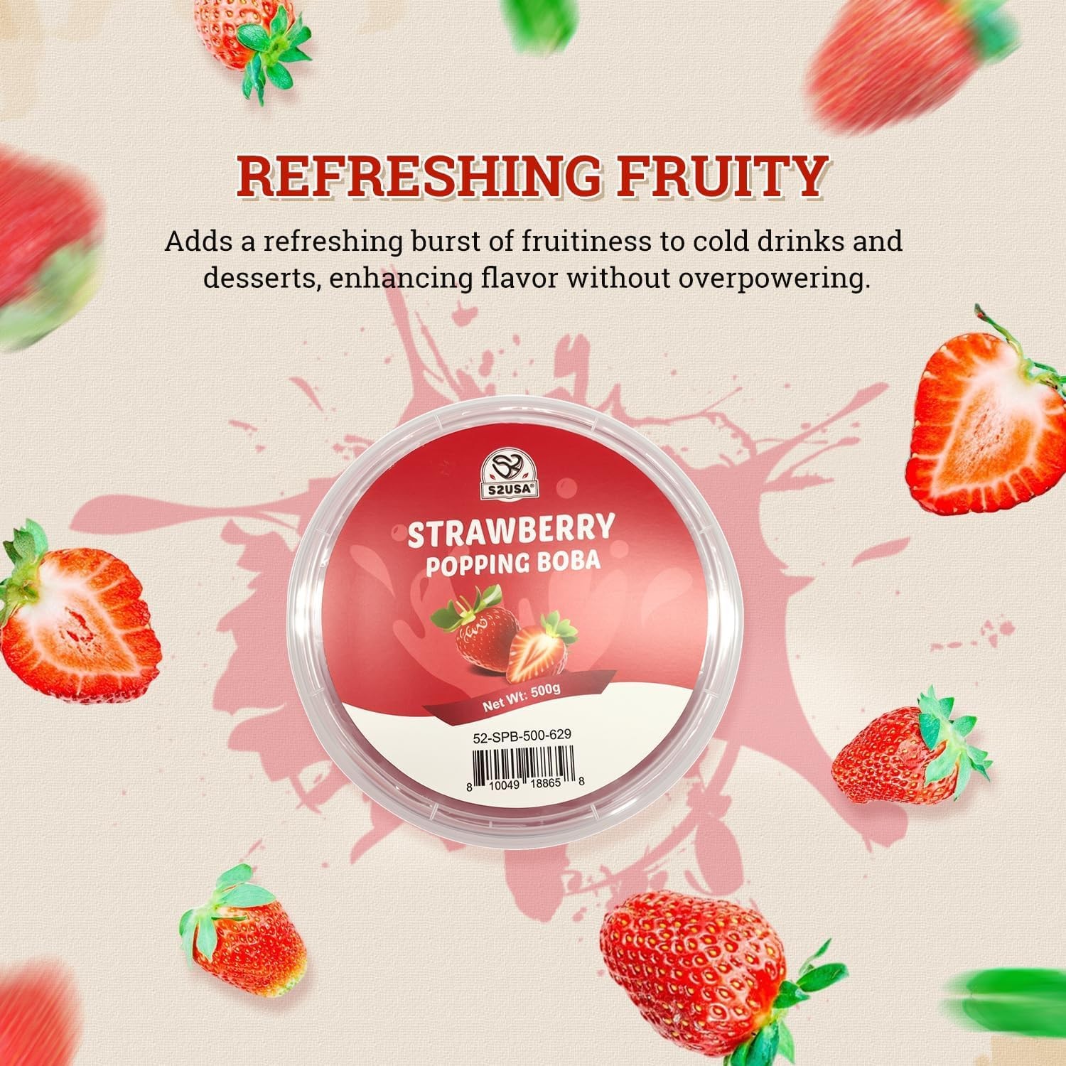 52USA Strawberry Popping Boba 1.1 Pound Pack of 1, Popping Pearls for Bubble …