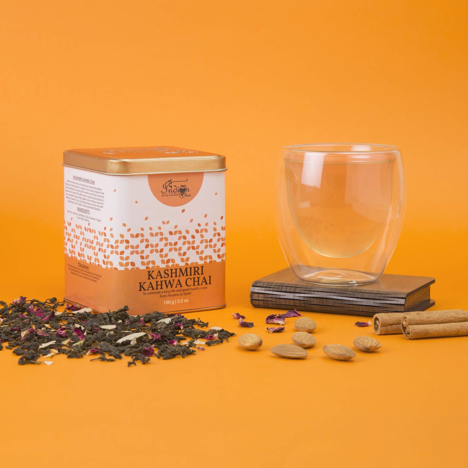 The Indian Chai Kashmiri Kahwa 100g | Green Tea with Almonds & Saffron
