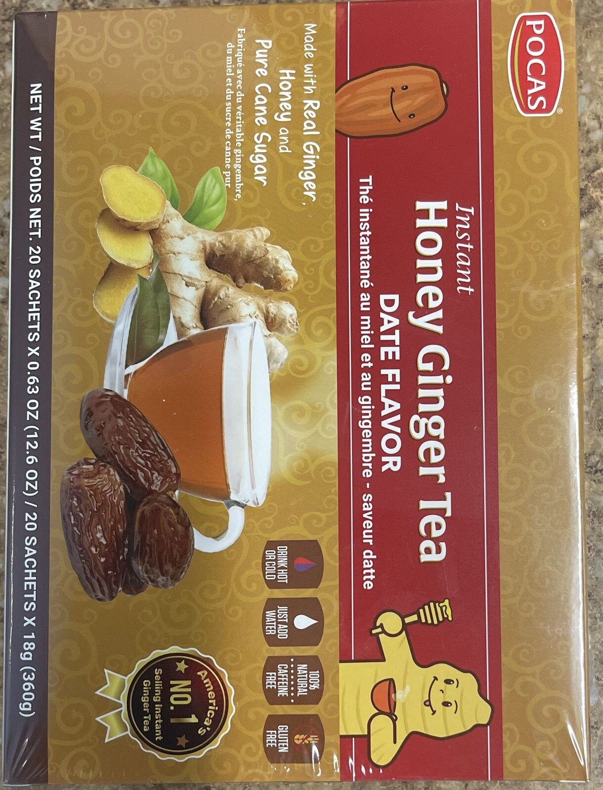 Pocas Honey Ginger Tea original Instant Honey Ginger Tea Made with Real Ginger