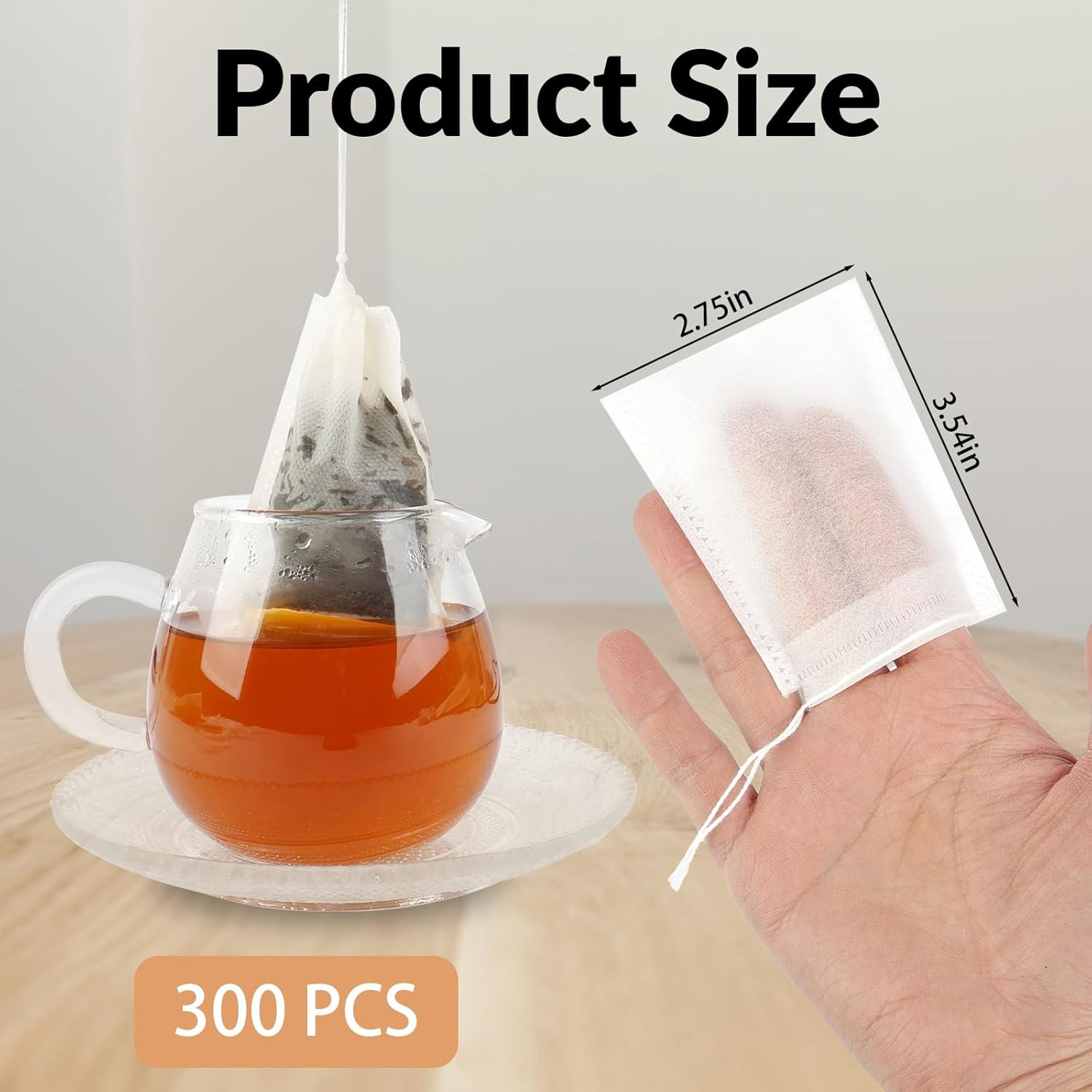 300 Pcs Disposable Tea Bags for Loose Leaf Tea, Unbleached Food-Grade Tea Filter