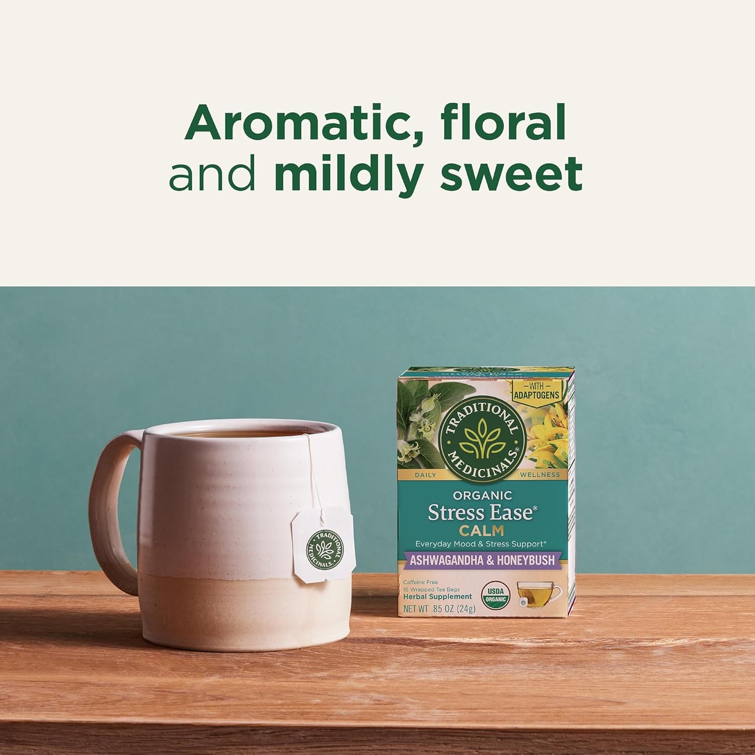 Traditional Medicinals Organic, Stress Ease Calm with Adaptogens, Ashwagandha &