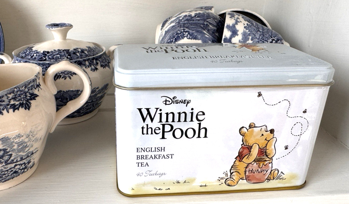 Winnie the Pooh Tea Caddy Tin with 40 English Breakfast Teabags- Made in England