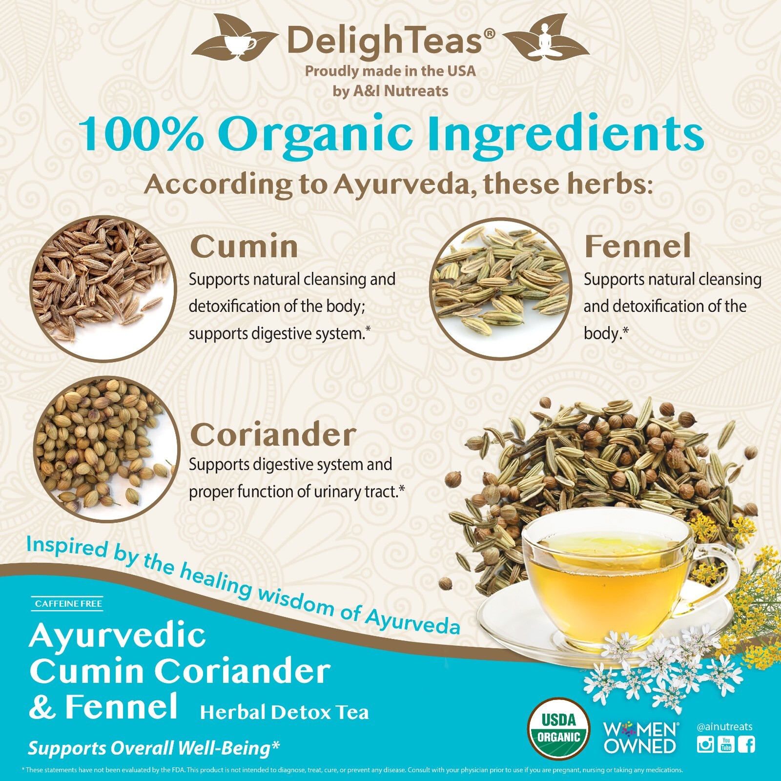 Ayurvedic Cumin, Coriander & Fennel Detox Tea – Loose Blend