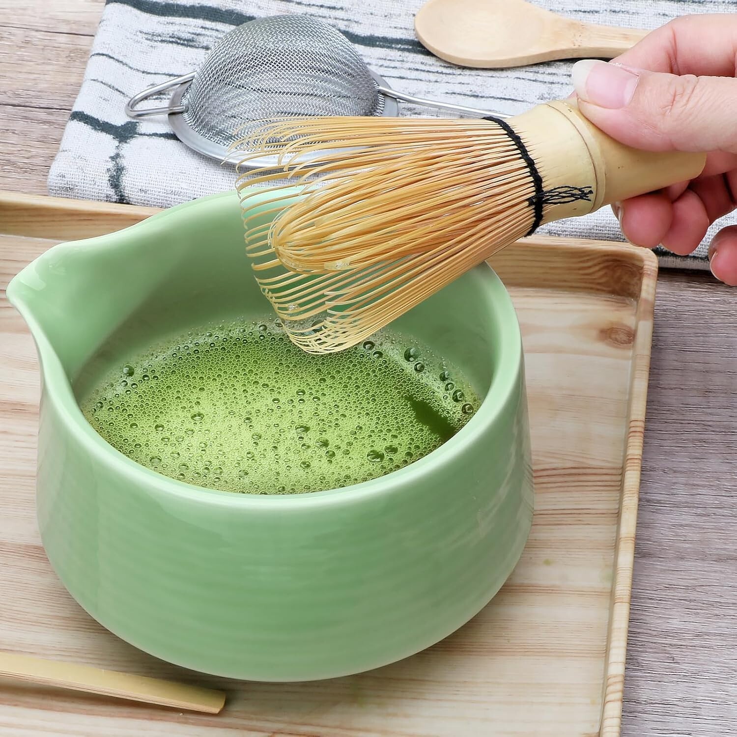 7pcs Green Matcha Whisk Set, Tea Making Tools, Matcha Kit Gift
