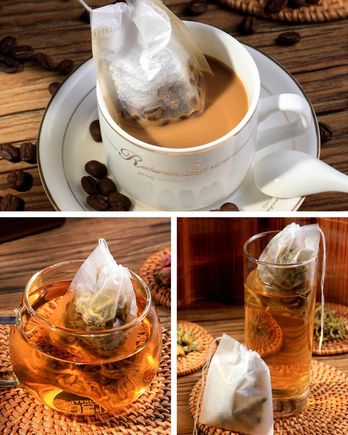 200Pcs Disposable Tea Bags for Loose Leaf Tea, Tea Filter Bags with Free Tea Spo