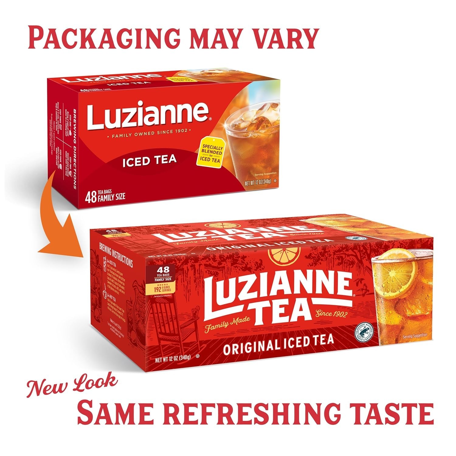 Luzianne Unsweetened Iced Tea Bags, Family Size, 48Ct Box -Pack Of 6