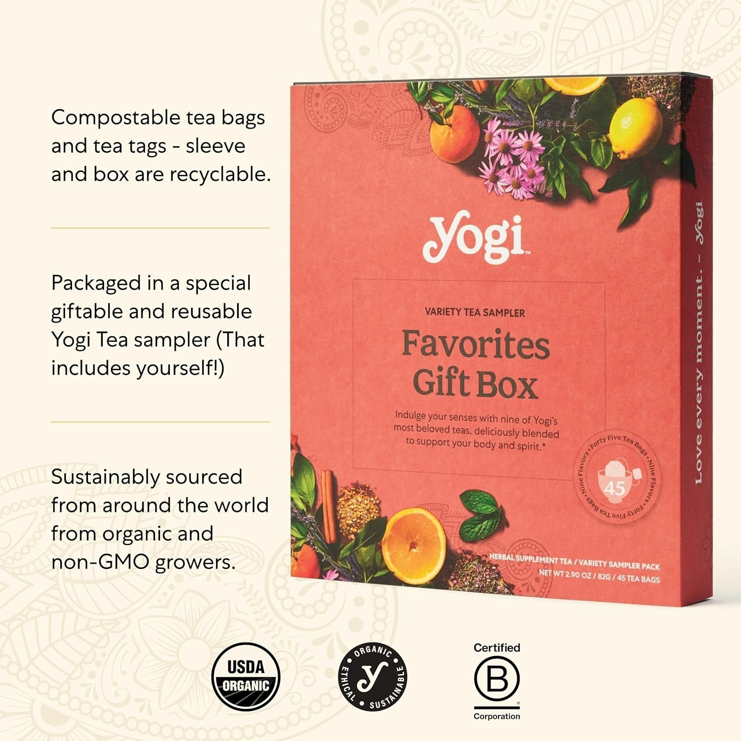 Delicious Organic Tea Sampler with 45 Bags – Perfect Gift Box for Tea Lovers