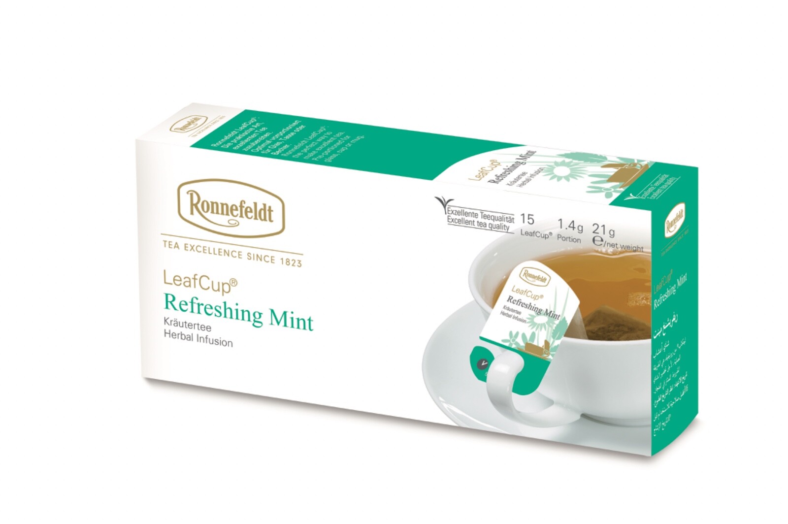 Ronnefeldt Leafcup® Refreshing Mint. 15 premium herbal tea bags