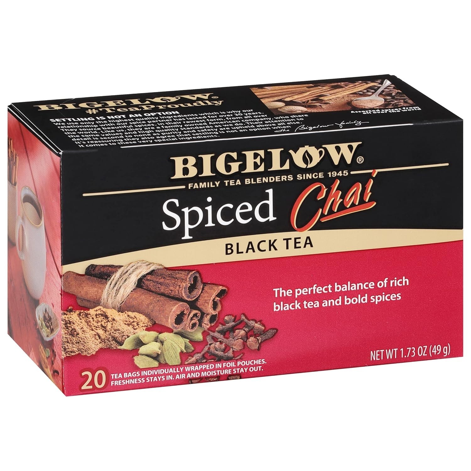 Tea Spiced Chai Bags 1.73 Ounces Pack of 6 Gourmet Grocery