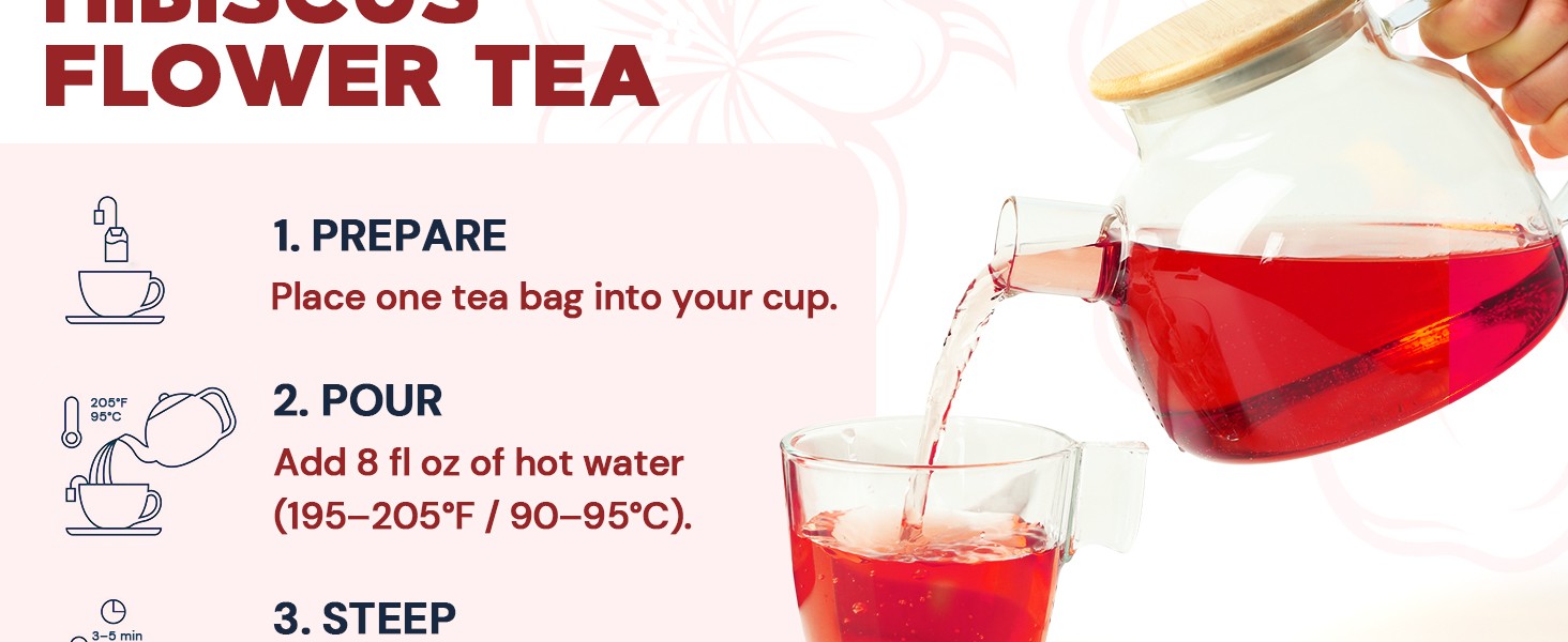Hibiscus Tea Bags, Hibiscus Flower Herbal Tea – Rich in Vitamin C, Caffeine