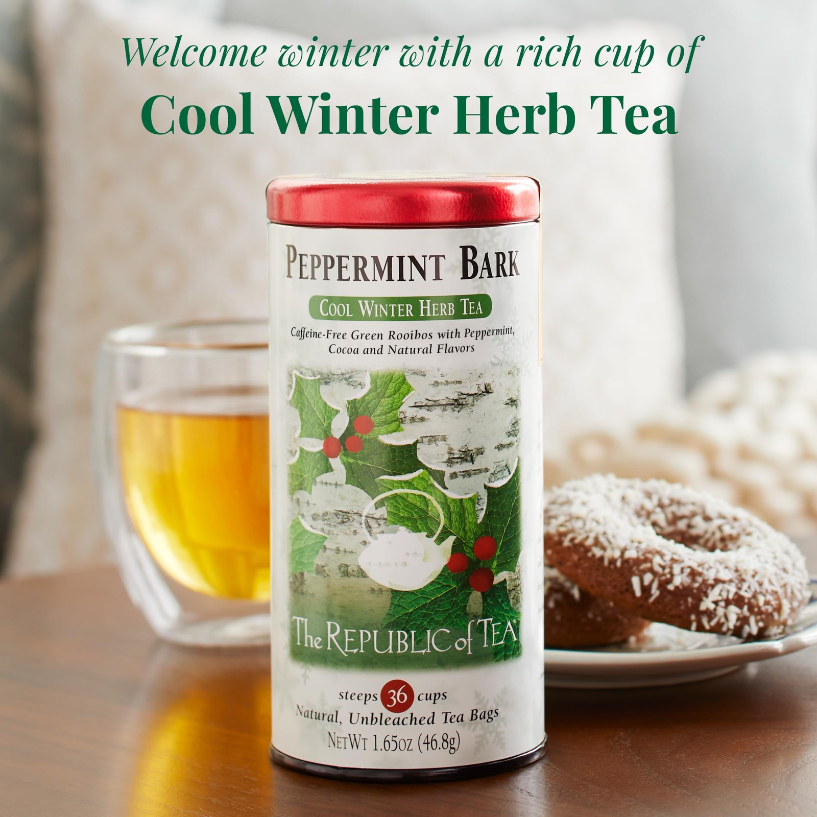 The Republic of Tea – Peppermint Bark, Cool Winter Herb Tea, 36 Tea Bags, Caf…