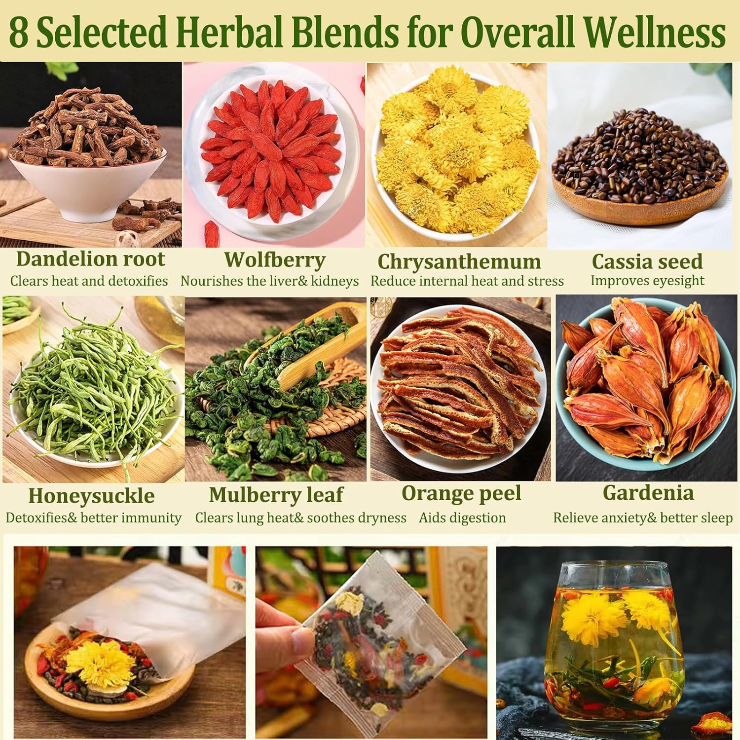 Dandelion Wolfberry Tea, 12 Pcs Organic Dandelion Tea for Kidneys & Liver Health