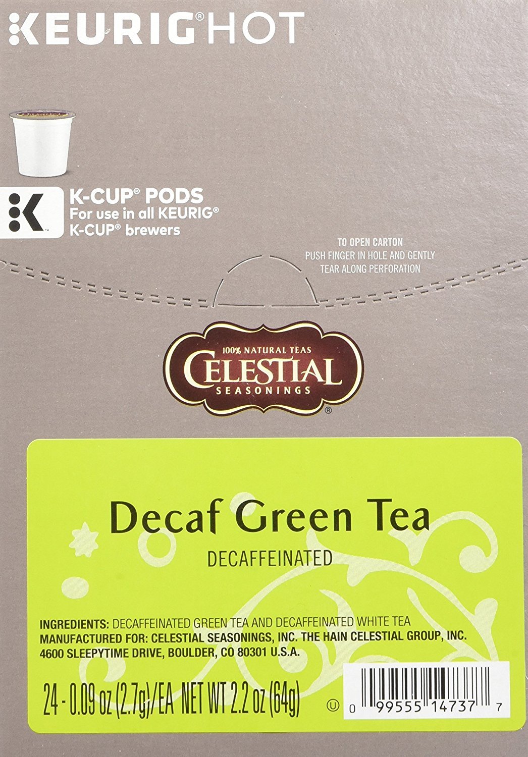Celestial Seasonings Decaf Green Tea 24 to 144 Keurig K cups Pick Your Own Size