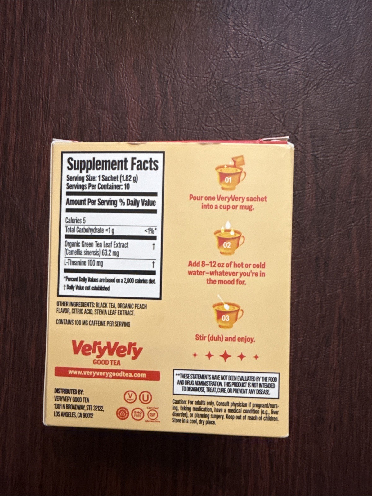 VeryVery Good Tea Crystals Sweet Peach Energy 10 Pack NEW