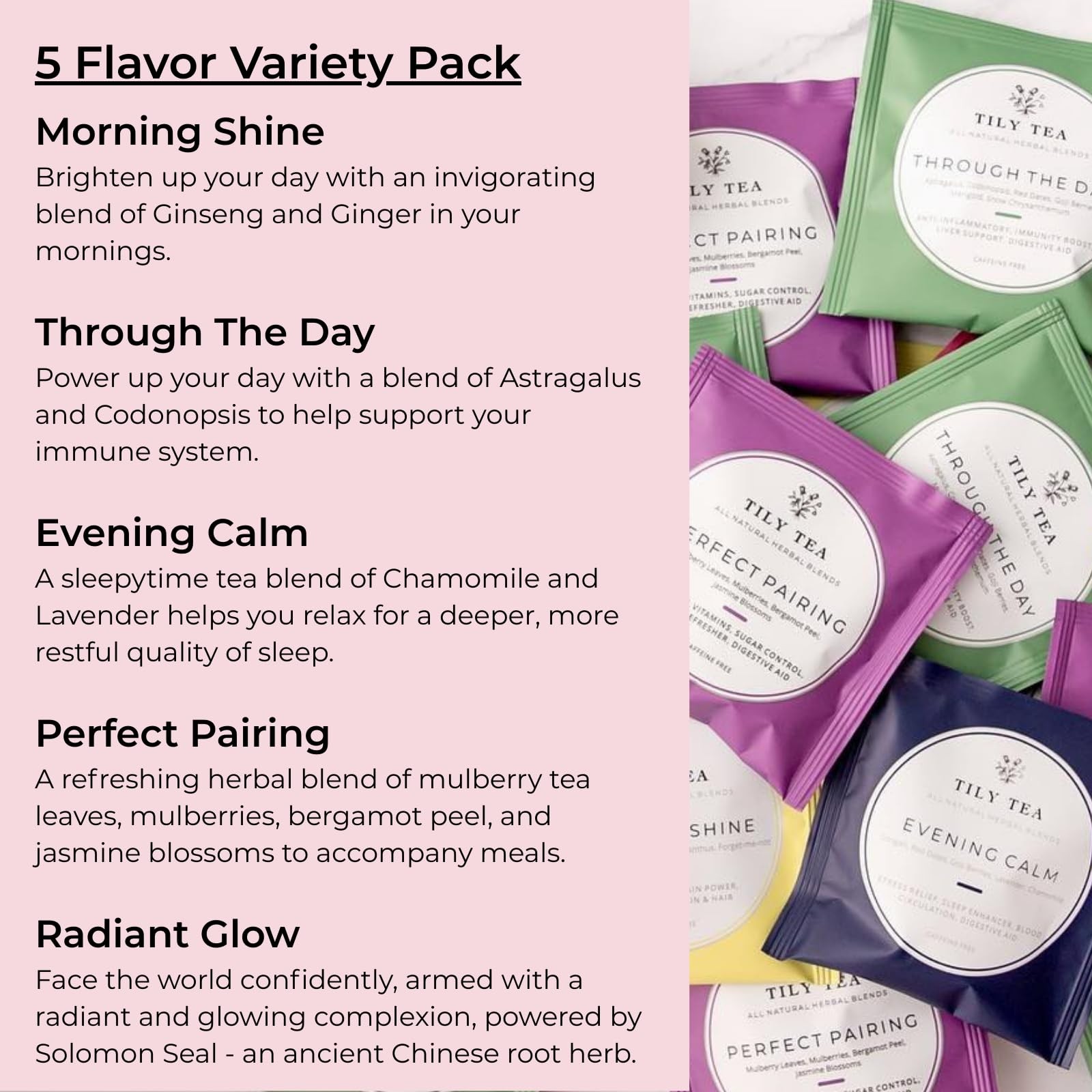 Assorted Herbal Tea Box – 5 Flavors of Caffeine-Free Tea – Morning Shine, Thr…