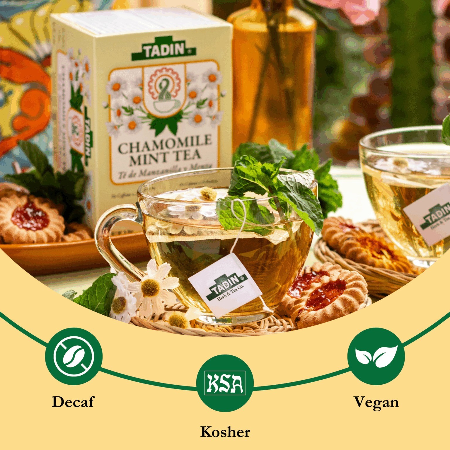 TADIN Chamomile Mint Tea Bags Floral Refreshing Herbal Tea 24 bags/box