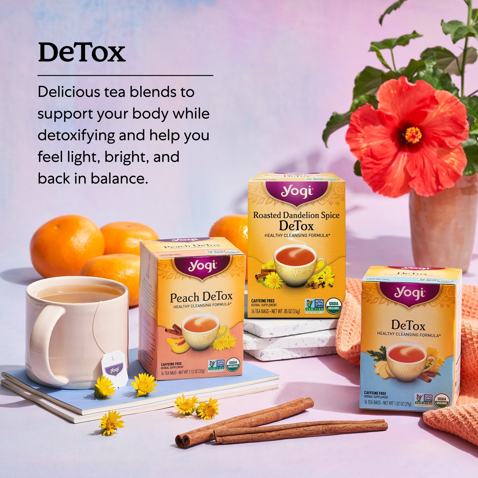 Yogi Tea – DeTox Tea (4 Pack) – Caffeine Free – 64 Organic Herbal Tea Bags