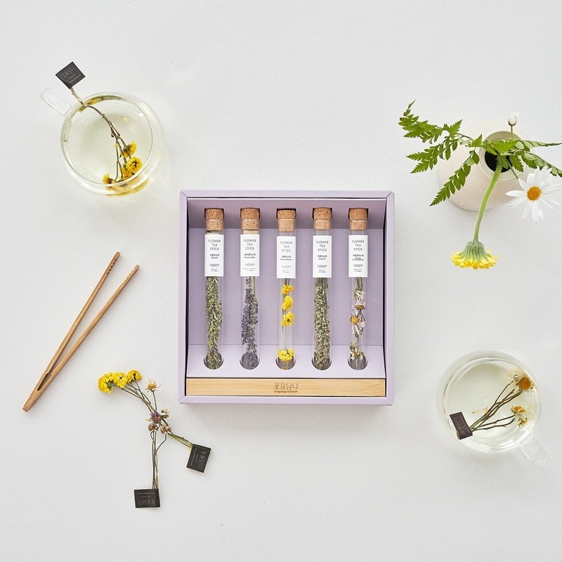 Kkokdam Flower Tea Gift Set with Wood Tray Herbal Tea Sampler