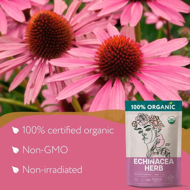 Caffeine-Free Organic Echinacea Loose Leaf Tea 4oz – Perfect for Immune Health