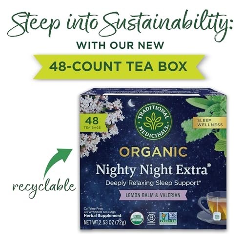 Organic Nighty Night Extra Tea – Valerian Root for Relaxation, 48 Bags