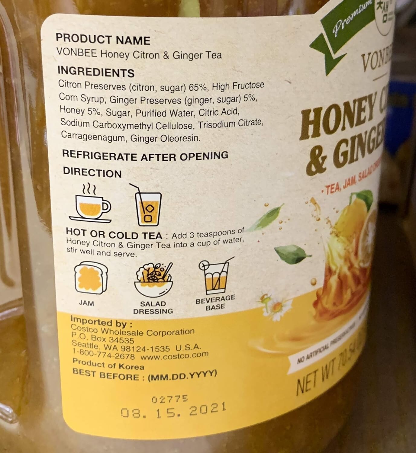 Gourmet Honey Citron & Ginger Tea – 70.54 Ounce Loose Leaf for Ultimate Wellness