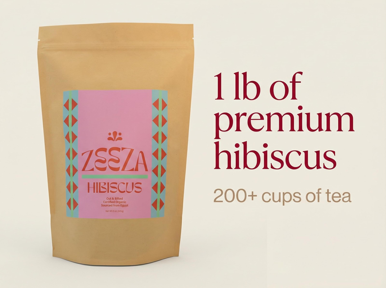 Hibiscus Tea, 1LB, Organic Flowers from Egypt – Cut & 16 Ounce