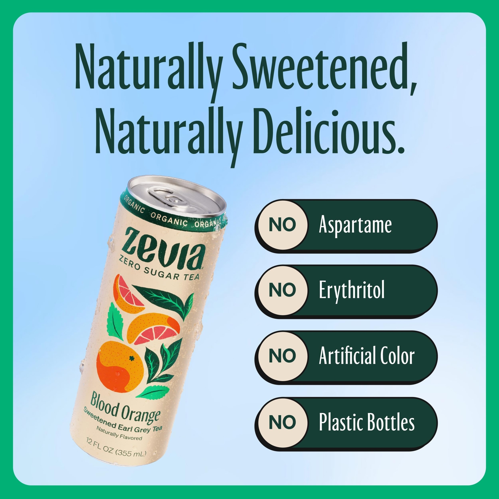 Zevia Organic Earl Grey Tea with Blood Orange Zero Calorie Zero Sugar 12 Pack