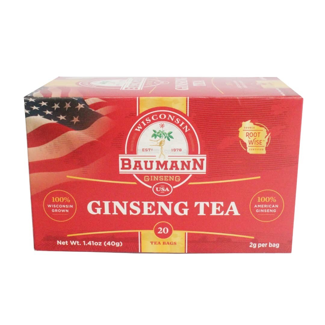 Baumann American Ginseng Tea – 20 Bags – Wisconsin Panax Herbal Tea