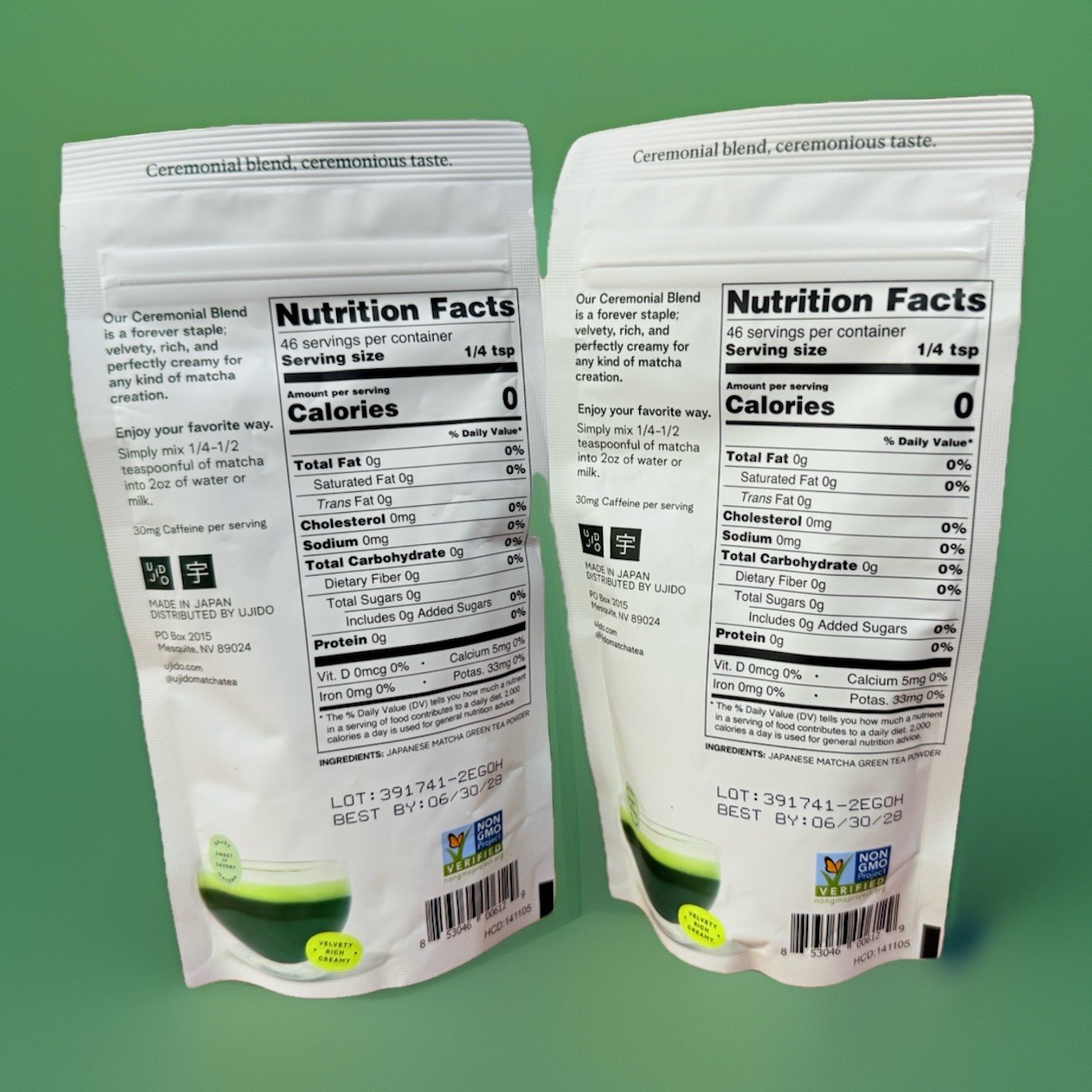 2 Pack Ujido Zen Japanese Matcha Green Tea Powder Ceremonial Blend 2oz. X2. 2028