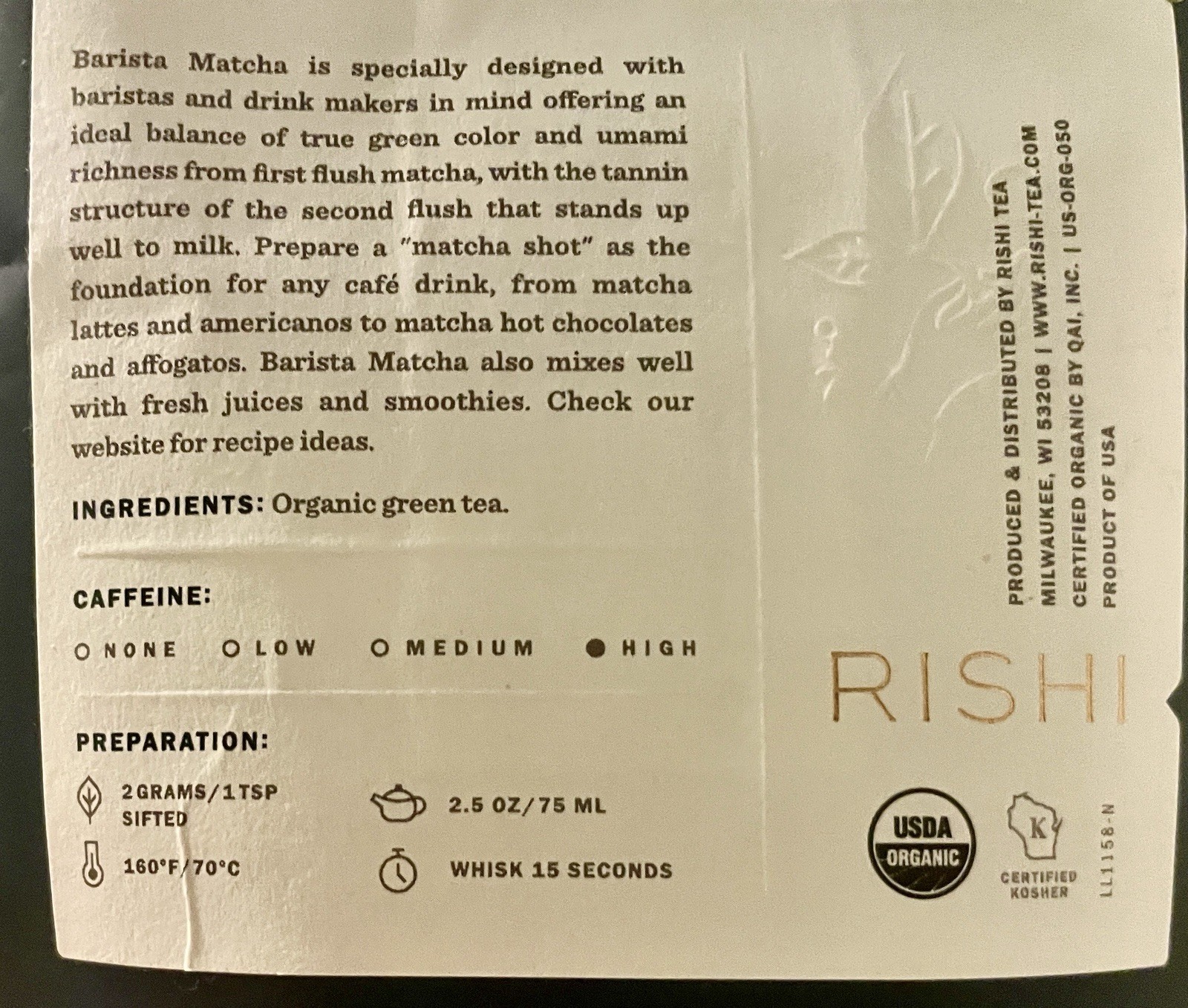 Rishi Tea Barista Matcha – Organic Japanese Matcha Green Tea Powder 50+ Servings
