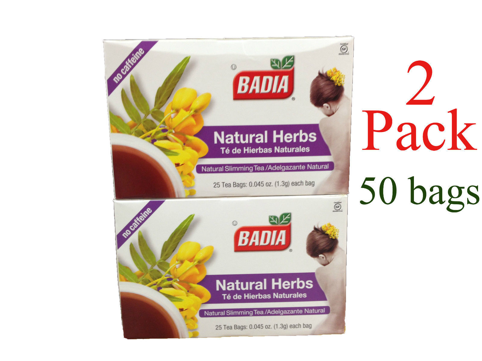 50 tea bags BADIA NATURAL HERBS – TE DE HIERBAS NATURALES SLIMMING TEA