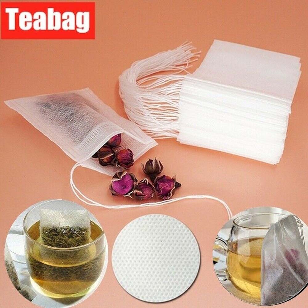 100 pcs Non-woven Disposable Empty Teabags Loose Herbs Tea Bags with Drawstring