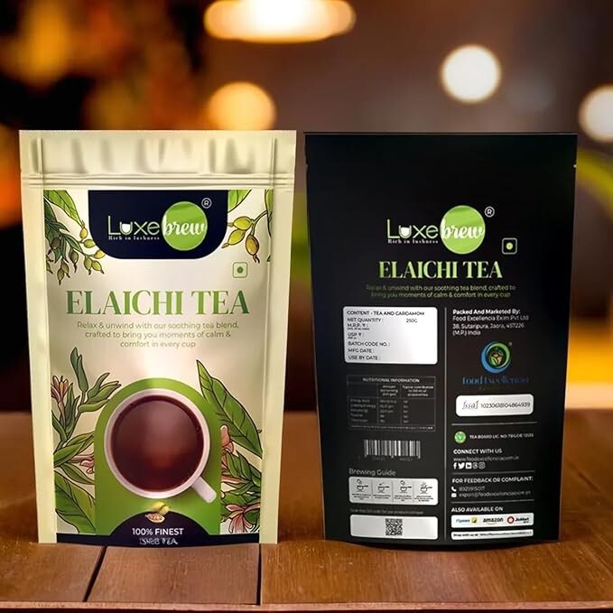 Luxebrew Elaichi Tea Blend Powder Refreshing Traditional Cardamom Flavoured 250g