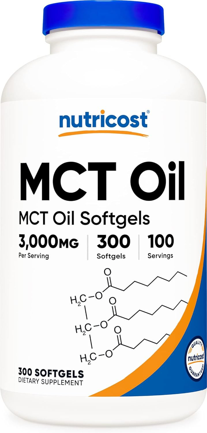Nutricost MCT Oil Softgels 1000mg, 300 SFG (3,000mg Serv) – Great for Keto,…
