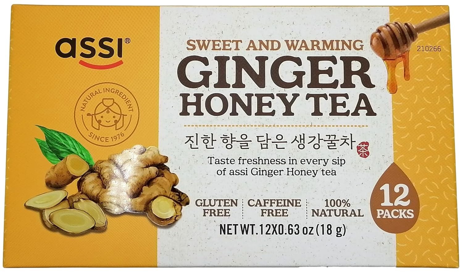 Instant Ginger Tea with Honey 12 Bags 0.63oz Each Herbal Soothing Drink