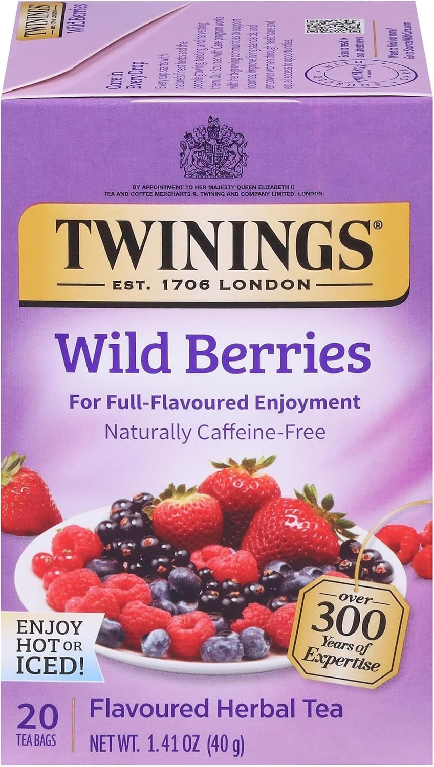 New Twinings Herbal Wild Berries Bagged Tea, 20 Count | Free Shipping Worldwide