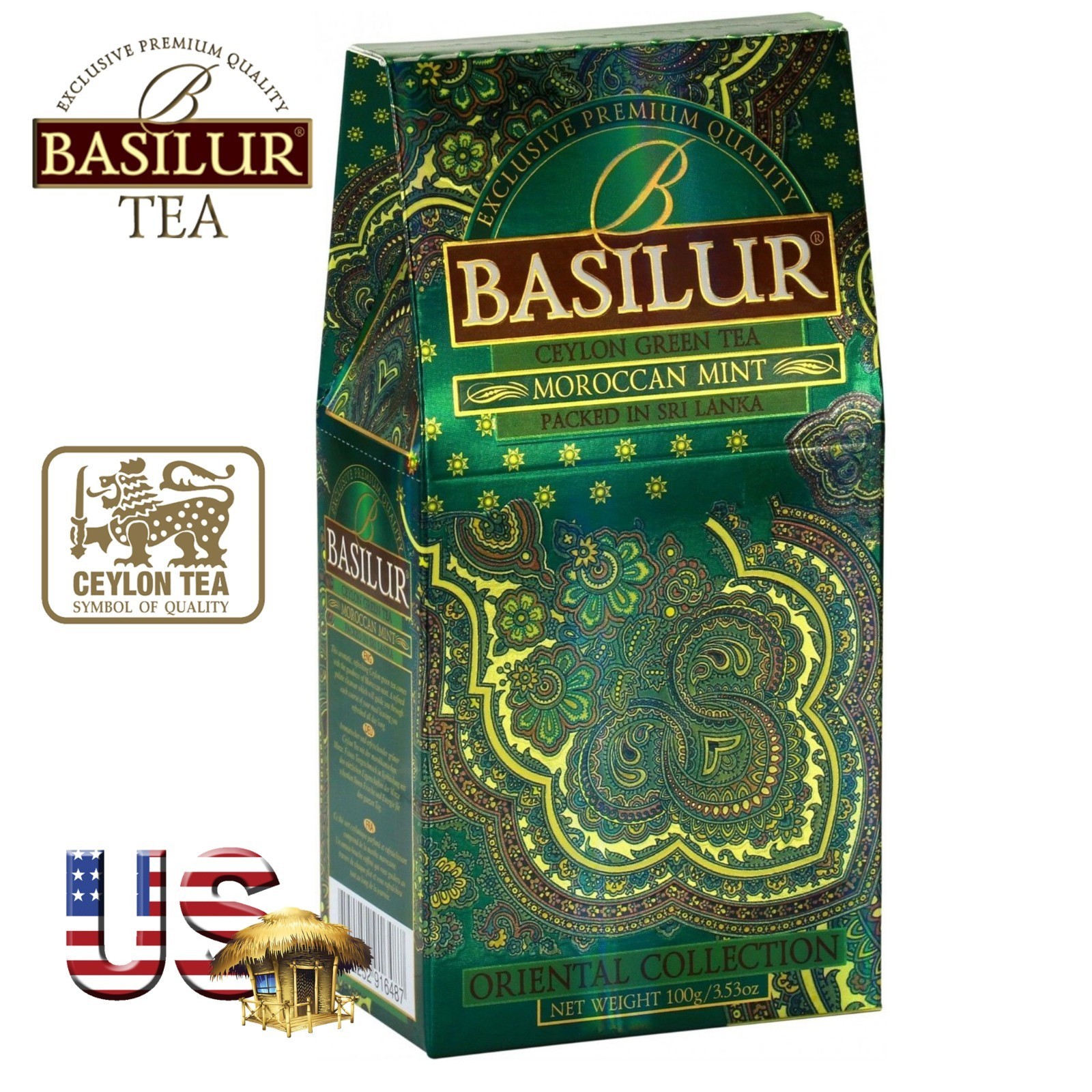 Basilur Ceylon tea, Oriental Collection Moroccan Mint Ceylon Tea 100g x 4 Pack