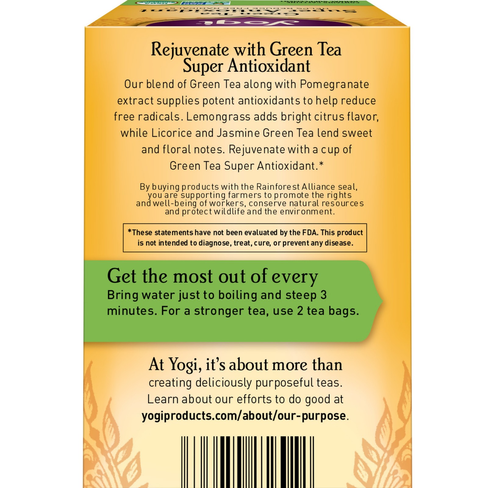 Yogi Tea – Green Tea Super Antioxidant (4 Pack) Caffeine – 64 Organic Tea Bags