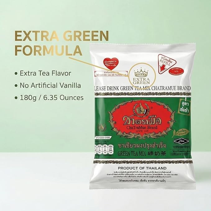 Chatramue Green Tea Mix Extra Green Formula Number One Brand , Re-Fill Bag 180g