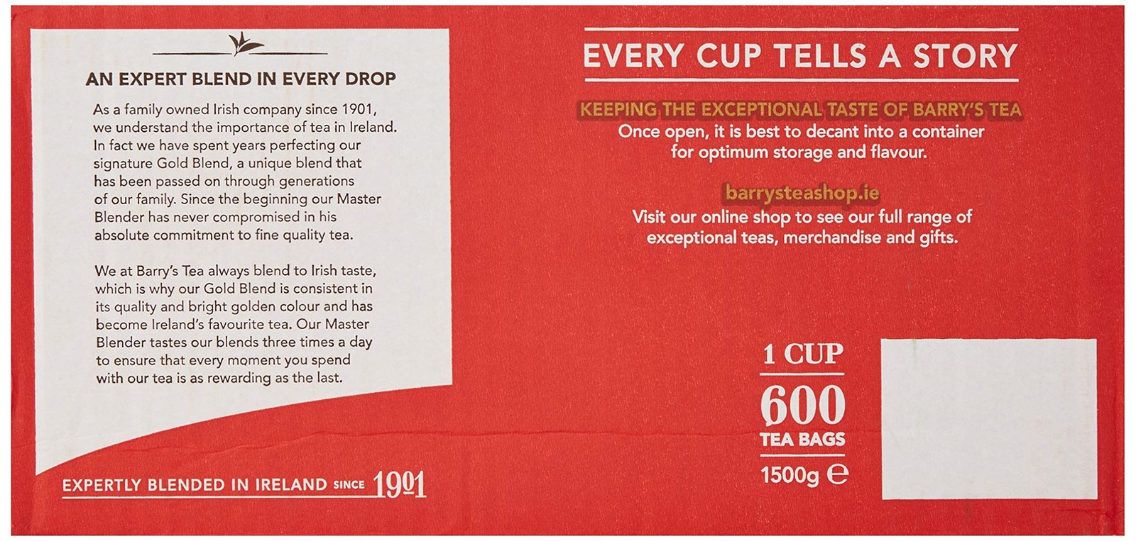 Barry’s Tea Gold Blend Catering 1-Cup 600 Teabags