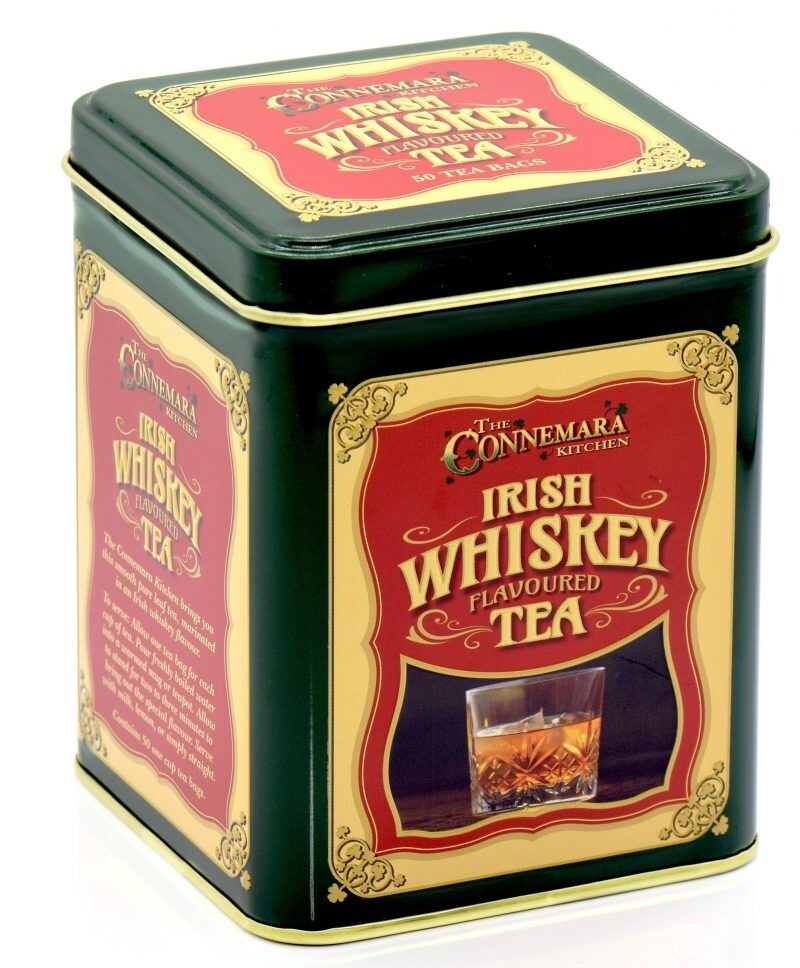 IRISH J.C. WALSH IRISH WHISKEY TEA TIN OF 50 IRISH WHISKEY FLAVOR TEA