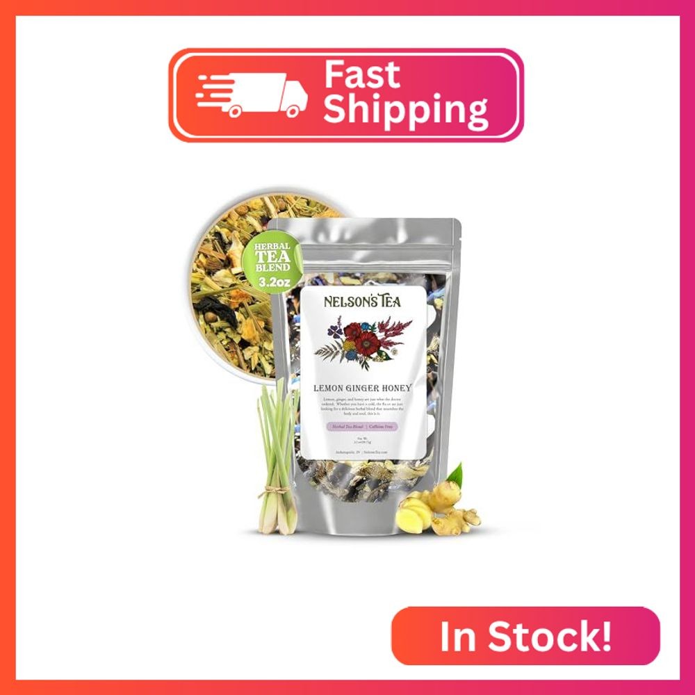 Nelson’s Tea Lemon Ginger Honey Loose Leaf Tea — Caffeine Free Echinacea Bee Pol