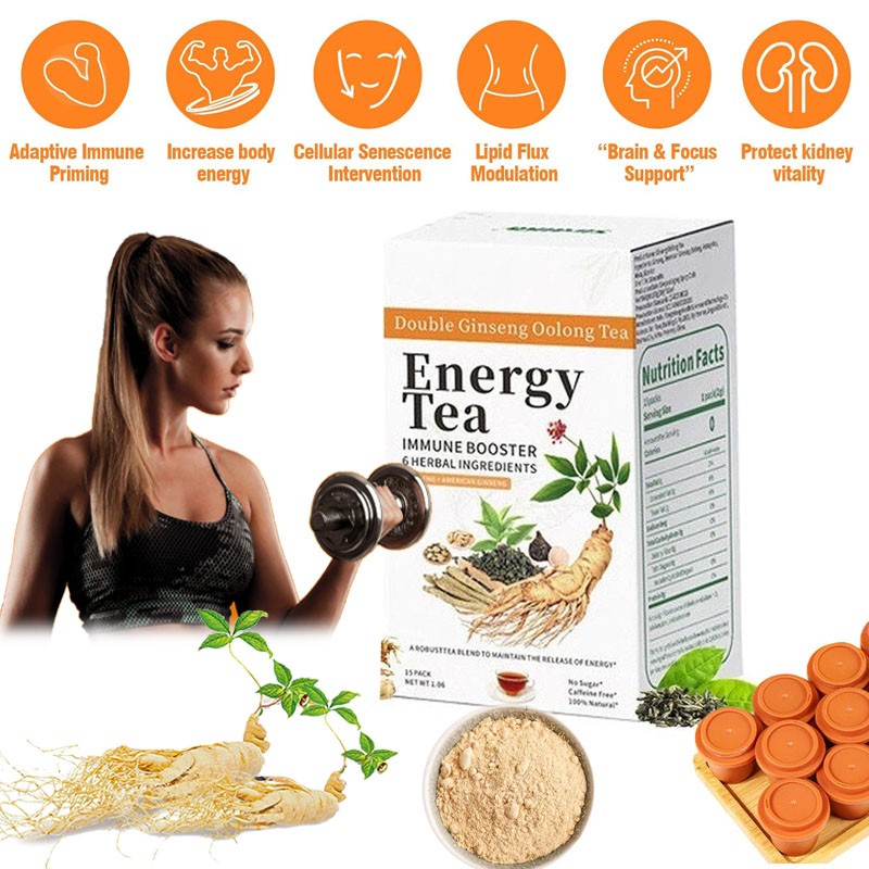 Energy Tea Immune Booster Ginseng Oolong Tea, Kidney Liver Tea For Women & Men