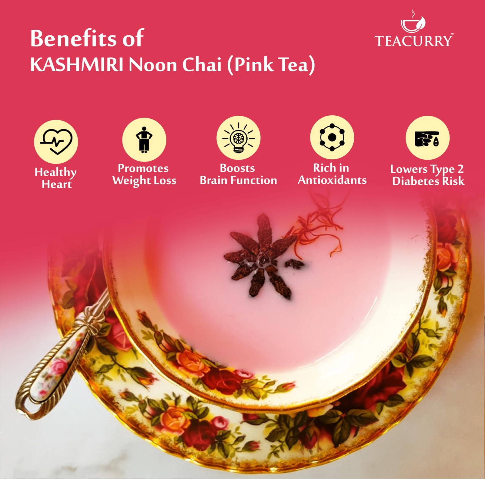 TEACURRY Kashmiri Noon Chai Pink Tea 75g | Herbal Wellness