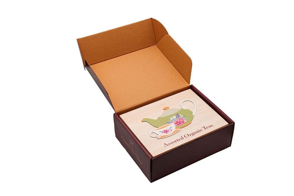 Inc Organic Wooden Tea Chest – 60 Tea Bags Individually Wrapped : Assorted Te…
