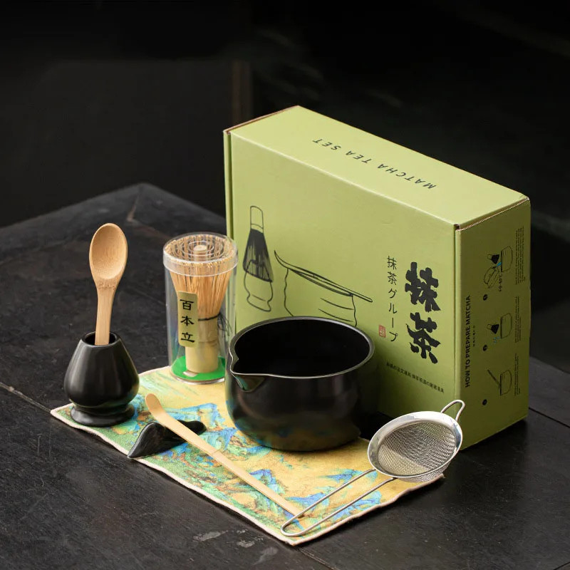 8PC Bamboo Matcha Tea Whisk Set Japanese Ceremony Bowl Brush Scoop Gift Box