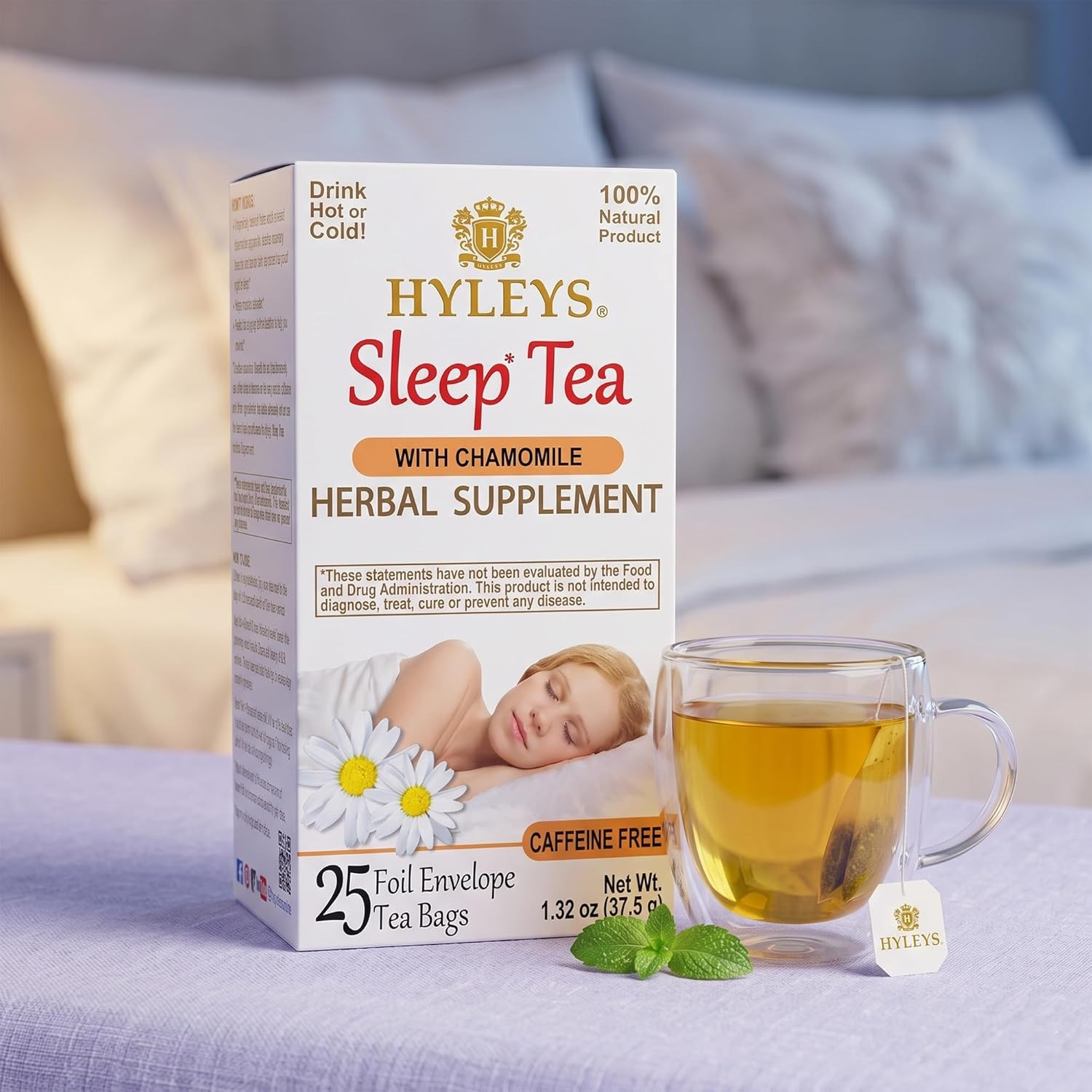 Chamomile Tea – 25 Tea Bags (1 Pack) – Herbal, Caffeine-Free Sleepy Time Tea for