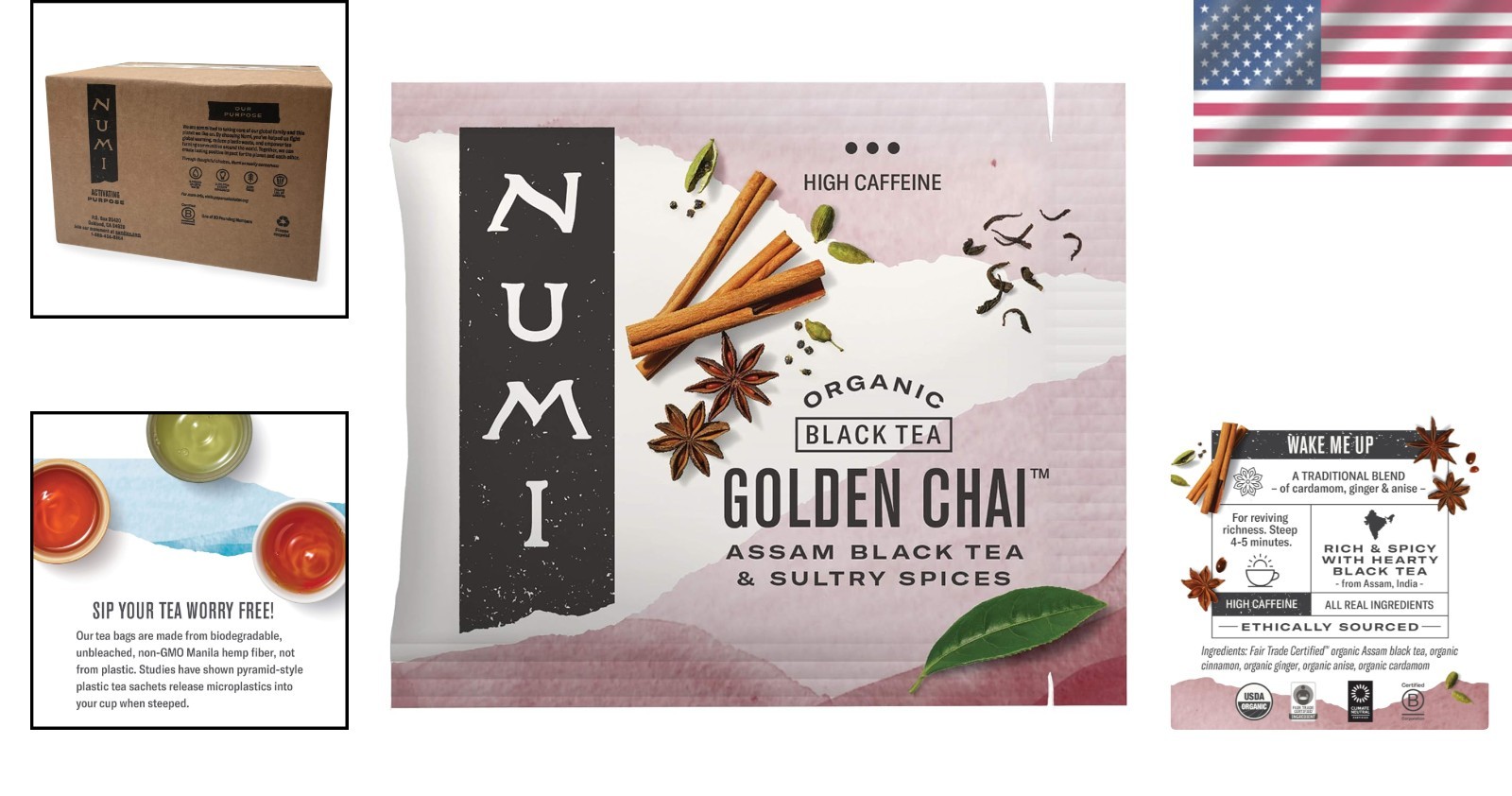 Fair Trade Certified Organic Golden Chai – 100 Bags of Authentic Flavor