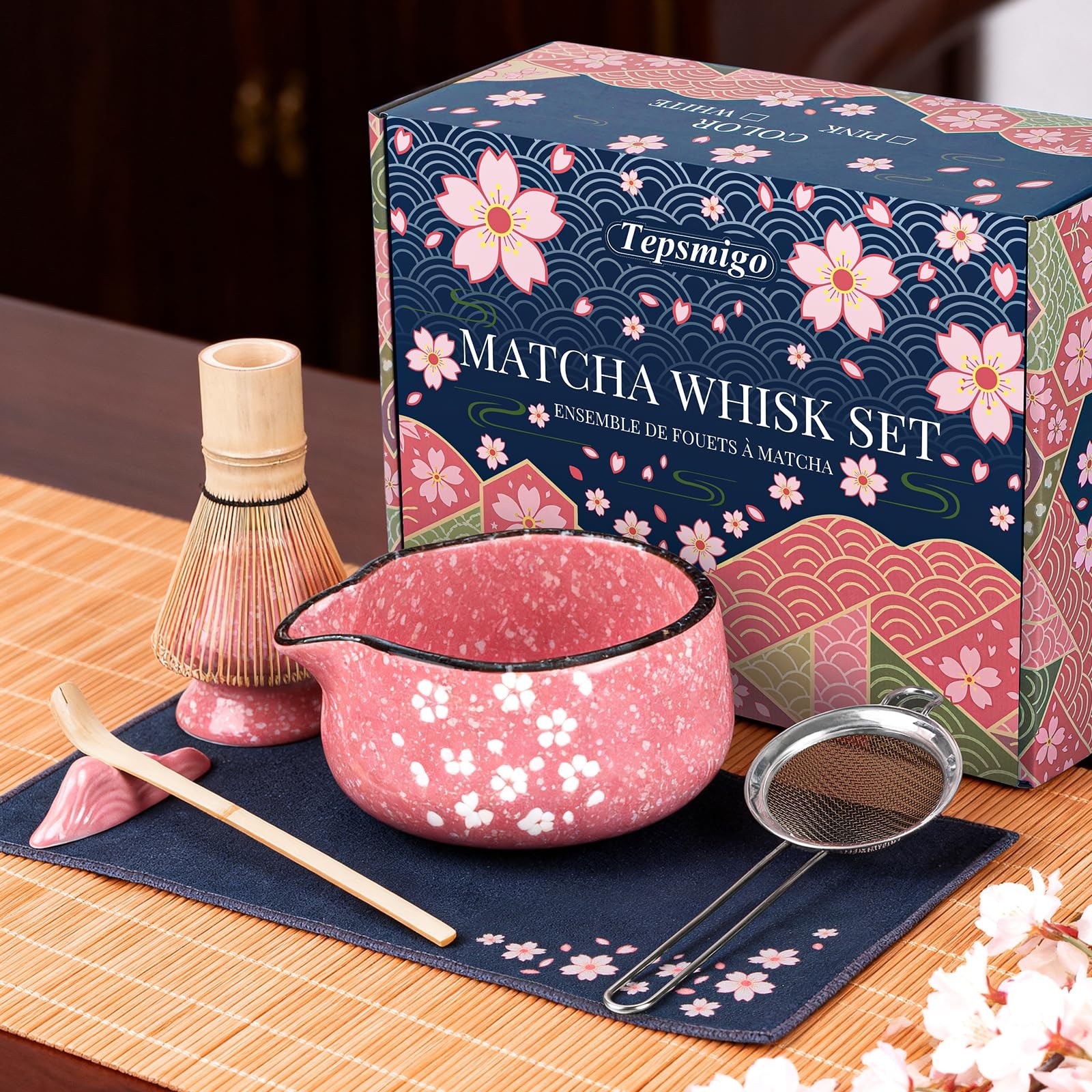 Matcha Whisk Set, 7 PCS Ceramic Matcha Sets with Bowl, Bamboo Whisk and Holde…